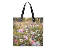 LPSADGF Flowers in The Field Tote Bags per le donne borsa in pelle borsa per il trucco con fibbia magnetica design borsa casual
