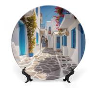 LPSADGF Grecia Street Piatti decorativi in ceramica piatti decorativi per esposizione Piatto da pranzo in stile bohémien con espositore piatto cinese per la decorazione domestica 20,3 cm