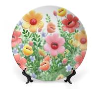 LPSADGF Happy Flower Piatti decorativi in ceramica piatti decorativi per esposizione in stile bohémien piatto da pranzo con espositore piatto cinese per decorazione domestica 17,8 cm