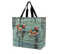 LPSADGF Happy Irish Holidays - Borsa tote da donna, riutilizzabile, pieghevole, borsa a tracolla, Anatre mandarino in stile cinese, 40x40x16cm