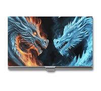LPSADGF Ice and Fire Dragons, porta biglietti da visita, sottile, in lega di alluminio, porta carte di credito, custodia a libro professionale per biglietti da visita, portafoglio per uomini e donne