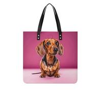 LPSADGF Italia Tote Borse Toscana per Donne Borsa di Cuoio Borsa Trucco con Fibbia Magnetica Design Borsa Casual, Bassotto Weiner Dog, 39x39cm
