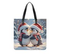 LPSADGF Music Monkey Tote Bags per le donne borsa in pelle borsa per il trucco con fibbia magnetica design borsa casual, Abbracciare i pinguini, 39x39cm