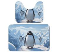 LPSADGF Penguin Antarctica Ice - Set di 2 tappeti da bagno morbidi, tappetino da bagno a forma di U, 40 x 60 cm, ad asciugatura rapida, per bagno, vasca, lavabili, tappetini super assorbenti