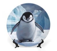 LPSADGF Piatti decorativi con pinguini carini piatti decorativi in ceramica per esposizione piatto da pranzo in stile bohémien con espositore piatto cinese per decorazione domestica 17,8 cm