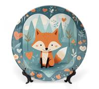 LPSADGF Piatti decorativi in ceramica con volpe e cuore, piatti decorativi per esposizione in stile bohémien, con espositore, piatto cinese per decorazione domestica, 17,8 cm