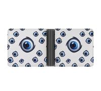 LPSADGF Portafoglio da uomo in pelle con gatti bianchi e neri con clip per banconote, con 6 scomparti per carte, 2 tasche nascoste, Occhi Malvagi, Taglia unica, Moderno