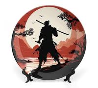 LPSADGF Samurai Piatti decorativi in ceramica piatti decorativi per esposizione in stile bohémien piatto da pranzo con espositore piatto cinese per decorazione domestica 17,8 cm