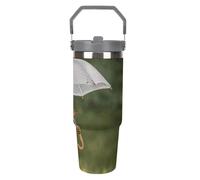 LPSADGF Scoiattolo Hold A Umbrellas - Bicchiere da 880 ml con cannuccia, tazza da viaggio isolata in acciaio inox con manico, design a doppia parete, coperchio a prova di perdite, mantiene le bevande