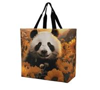 LPSADGF Sea Sunset Flying Dragon Tote Bag per le donne, borsa per la spesa riutilizzabile pieghevole borsa della spesa borsa a tracolla, Panda e Girasole, 40x40x16cm