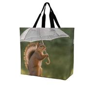 LPSADGF Sea Sunset Flying Dragon Tote Bag per le donne, borsa per la spesa riutilizzabile pieghevole borsa della spesa borsa a tracolla, Scoiattolo tenere un ombrelli, 40x40x16cm