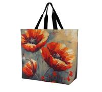 LPSADGF Sea Sunset Flying Dragon Tote Bag per le donne, borsa per la spesa riutilizzabile pieghevole borsa della spesa borsa a tracolla, Pittura a olio semplice del fiore, 40x40x16cm