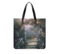 LPSADGF Sea Sunset Flying Dragon Tote Bags per le donne borsa in pelle borsa per il trucco con fibbia magnetica design casual borsa, Secret Garden, 39x39cm