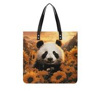 LPSADGF Sea Sunset Flying Dragon Tote Bags per le donne borsa in pelle borsa per il trucco con fibbia magnetica design casual borsa, Panda e Girasole, 39x39cm