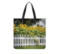 LPSADGF Sea Sunset Flying Dragon Tote Bags per le donne borsa in pelle borsa per il trucco con fibbia magnetica design casual borsa, Girasoli Staccionata Bianca, 39x39cm