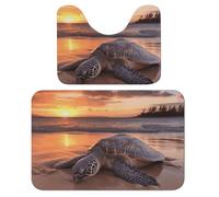 LPSADGF Set di 2 tappeti da bagno a forma di tartaruga marina al tramonto, morbidi tappetini da bagno a forma di U, 40 x 60 cm, ad asciugatura rapida, per bagno, vasca, lavabili, super assorbenti