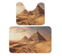 LPSADGF Set di 2 tappeti da bagno a forma di U a forma di U, motivo piramide, deserto, morbido, ad asciugatura rapida, per bagno, vasca, lavabili, super assorbenti