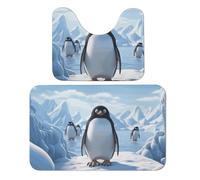 LPSADGF Set di 2 tappeti da bagno con motivo pinguino Antarctica Ice, morbidi tappetini da bagno a forma di U, 50 x 80 cm, ad asciugatura rapida, per bagno, vasca, lavabili, super assorbenti
