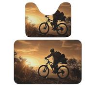 LPSADGF Set di 2 tappeti da bagno con mountain bike in The Evening e morbidi tappetini da bagno a forma di U, 40 x 60 cm, ad asciugatura rapida, per bagno, vasca, lavabili, tappetini super assorbenti