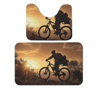LPSADGF Set di 2 tappeti da bagno con mountain bike in the sera, morbidi tappetini da bagno a forma di U, 50 x 80 cm, ad asciugatura rapida, per bagno, vasca, lavabili, super assorbenti