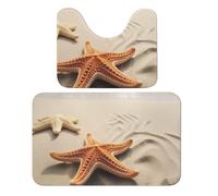 LPSADGF Set di 2 tappeti da bagno con paesaggio di spiaggia, morbido set di 2 pezzi, tappetino da bagno a forma di U, 50 x 80 cm, tappetino da bagno ad asciugatura rapida, per bagno, vasca, lavabili