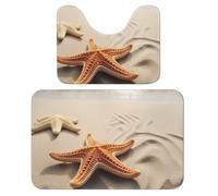 LPSADGF Set di 2 tappeti da bagno con paesaggio sulla spiaggia, morbidi tappetini da bagno a forma di U, 40 x 60 cm, tappetini da bagno ad asciugatura rapida, per bagno, vasca, lavabili, tappetini