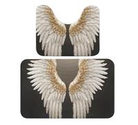 LPSADGF Set di tappeti da bagno con ali d'angelo, set di 2 tappetini da bagno a forma di U, 50 x 80 cm, ad asciugatura rapida, per bagno, vasca, lavabili, super assorbenti
