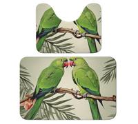 LPSADGF Set di tappeti da bagno con coppia di pappagalli, colore verde oliva, set da 2 pezzi, tappetino da bagno a forma di U, 40 x 60 cm, ad asciugatura rapida, per bagno, vasca, lavabili, tappetini