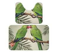 LPSADGF Set di tappeti da bagno con coppia di pappagalli, colore verde oliva, set da 2 pezzi, tappetino da bagno a forma di U, 50 x 80 cm, tappetino da bagno ad asciugatura rapida, per bagno, vasca