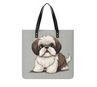 LPSADGF Shih Tzu Dog Tote Bag per le donne borsa in pelle borsa per il trucco con fibbia magnetica design borsa casual