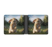 LPSADGF Shih Tzu - Portafoglio da uomo in pelle con motivo cane e fiori, con clip per banconote, 6 scomparti per carte, 2 tasche nascoste, Simpatico coniglietto divertente, Taglia unica, Moderno