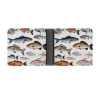 LPSADGF Shih Tzu - Portafoglio da uomo in pelle con motivo cane e fiori, con clip per banconote, 6 scomparti per carte, 2 tasche nascoste, Pesci Diversi, Taglia unica, Moderno