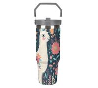 LPSADGF Simpatico bicchiere da 880 ml con cannuccia, tazza da viaggio isolata in acciaio inox con manico design a doppia parete, coperchio a prova di perdite, mantiene le bevande calde/fredde per ore