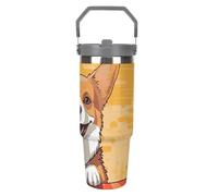 LPSADGF Simpatico bicchiere da 880 ml con cannuccia, tazza da viaggio isolata in acciaio inox con manico design a doppia parete sottovuoto tazza da caffè, coperchio a prova di perdite, mantiene le