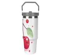 LPSADGF Simpatico bicchiere da 880 ml con cannuccia, tazza da viaggio isolata in acciaio inox con manico, design a doppia parete, coperchio a prova di perdite, mantiene le bevande calde/fredde per ore