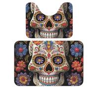 LPSADGF Sugar Skulls, Set di 2 tappeti da bagno morbidi a forma di U, 40 x 60 cm, ad asciugatura rapida, per bagno, vasca, lavabili, super assorbenti