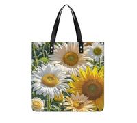 LPSADGF Sunflowers Daisy Rose Flowers Tote Bags per le donne borsa in pelle borsa per il trucco con fibbia magnetica design casual borsa