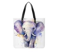 LPSADGF Sunset Cactus nel deserto Tote Bags per le donne borsa in pelle borsa per il trucco con fibbia magnetica design casual borsa, Carino Elephant Acquerello, 39x39cm