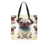 LPSADGF Sunset Cactus nel deserto Tote Bags per le donne borsa in pelle borsa per il trucco con fibbia magnetica design casual borsa, Carlino carlino, 39x39cm