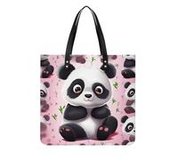LPSADGF Sunset Cactus nel deserto Tote Bags per le donne borsa in pelle borsa per il trucco con fibbia magnetica design casual borsa, Panda Star, 39x39cm