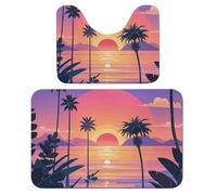 LPSADGF Sunset & Sea View - Set di 2 tappeti da bagno morbidi a forma di U, 40 x 60 cm, ad asciugatura rapida, lavabili, super assorbenti