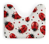 LPSADGF Tappetino da bagno a forma di U a forma di coccinella rossa, ultra morbido, super assorbente, con retro antiscivolo, ad asciugatura rapida, lavabile, per base WC ovale, tappetino da doccia