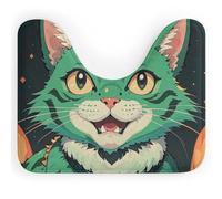 LPSADGF Tappetino da bagno a forma di U con gatto verde, ultra morbido, super assorbente, con retro antiscivolo, ad asciugatura rapida, lavabile, per base WC ovale, tappetino da bagno per doccia