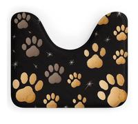 LPSADGF Tappetino da bagno a forma di U con stampa di zampe di cane, ultra morbido, super assorbente, con retro antiscivolo, ad asciugatura rapida, lavabile, tappetino da bagno per base ovale per WC