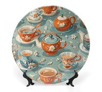 LPSADGF Teiera e tazza Piatti decorativi in ceramica Piatti decorativi per esposizione Piatto da pranzo in stile bohémien con espositore Piatto cinese per la decorazione domestica 25,4 cm