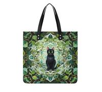 LPSADGF The Witch of Darkness Tote Bags per le donne borsa in pelle borsa per il trucco con fibbia magnetica design borsa casual, Gatto nero., 39x39cm