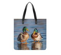 LPSADGF Two Mallard Ducks - Borsa da donna in pelle con fibbia magnetica, stile casual