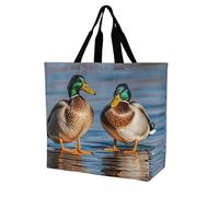 LPSADGF Two Mallard Ducks - Borsa tote da donna, riutilizzabile, pieghevole, per la spesa, borsa a tracolla, Due anatre reali, 40x40x16cm