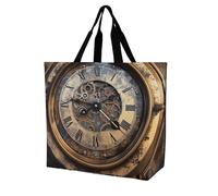 LPSADGF Two Mallard Ducks - Borsa tote da donna, riutilizzabile, pieghevole, per la spesa, borsa a tracolla, Orologio Steampunk, 40x40x16cm