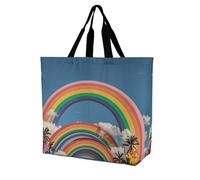 LPSADGF Two Mallard Ducks - Borsa tote da donna, riutilizzabile, pieghevole, per la spesa, borsa a tracolla, Bellissimo mondo arcobaleno, 40x40x16cm